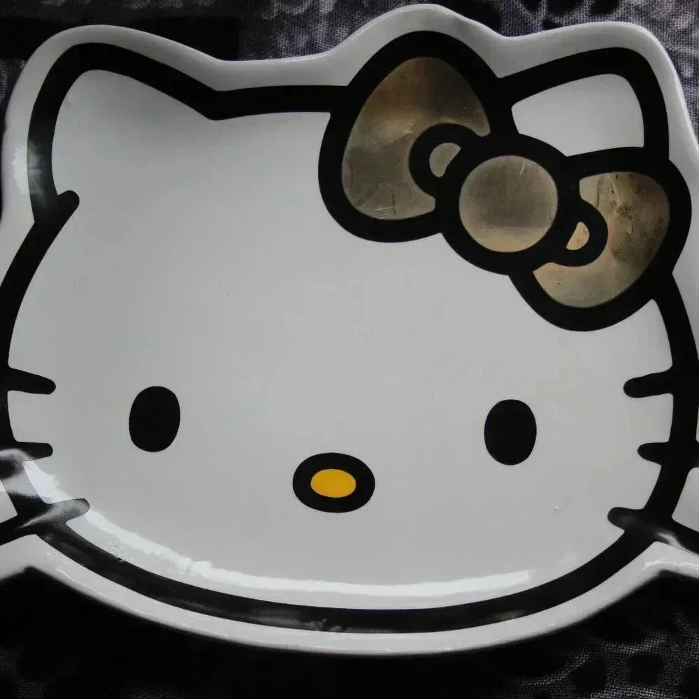 Hello Kitty Sanrio Jewelry Tray/Decorative Plate Gold Bow